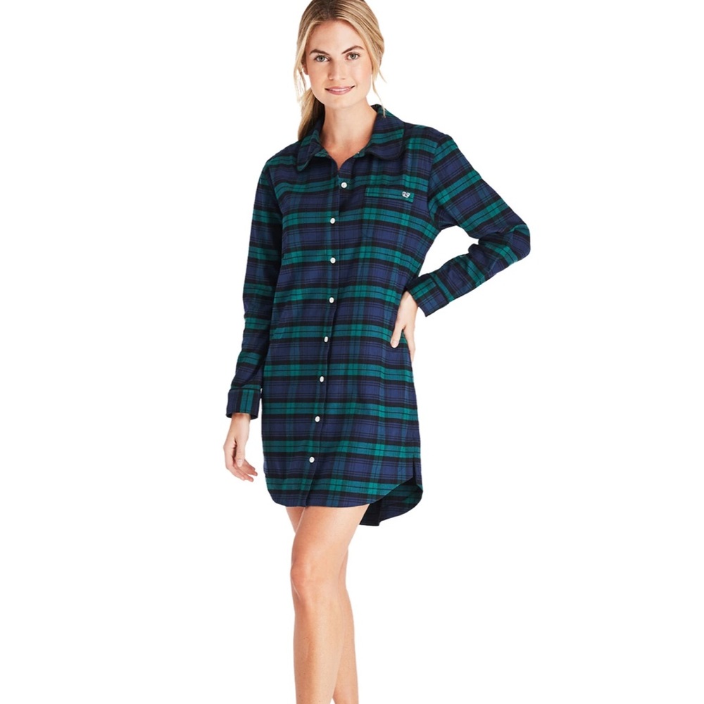 Vineyard Vines Blackwatch Plaid Cotton Nightshirt. Sz. XS